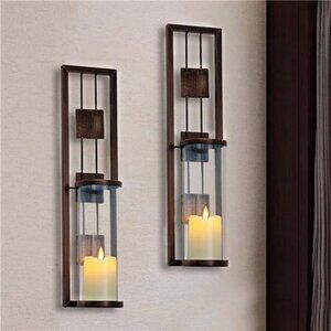 Wall Sconce Candle Holders Set of 2 Metal Wall Decor for Living Room Bathroom